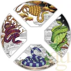 4x 1 Unze Silbermünze Australien Lunar III Schlange 2025 Quadrant Four-Coin-Set coloriert - Proof