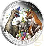 1/2 Unze Silbermünze Australien Happy Birthday - polierte Platte - coloriert - Coincard