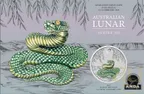 1 Unze Silbermünze Australien Lunar III Schlange 2025 ANDA Special coloriert - Coincard