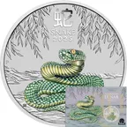 1 Unze Silbermünze Australien Lunar III Schlange 2025 ANDA Special coloriert - Coincard