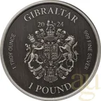 1 Unze Silbermünze Gibraltar Lady Justice 2024 - Antik Finish