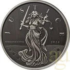 1 Unze Silbermünze Gibraltar Lady Justice 2024 - Antik Finish