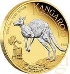 2 Unzen Silbermünze Australien Känguru 2024 teilvergoldet