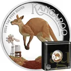 1 Unze Silbermünze Australien Känguru 2024 - polierte Platte - High Relief - coloriert