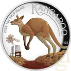 1 Unze Silbermünze Australien Känguru 2024 - polierte Platte - High Relief - coloriert