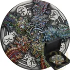 5 Unzen Silbermünze Tuvalu - Der Drache und die fünf Elemente 2024 - Antik Finish - coloriert