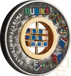 2 Unzen Silbermünze Tuvalu - 50 Jahre Rubik's Cube 2024 - Antik Finish - coloriert