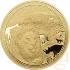 5 Unzen Goldmünze Republic of Tschad African Safari Löwe 2017 - polierte Platte