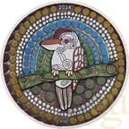 2 Unzen Silbermünze Australien Kookaburra Kaa Kaa 2024 Antik Finish - coloriert