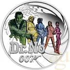 7-Coin-Set Silbermünzen Tuvalu James Bond 007 - Sean Connery 2024 - coloriert - proof