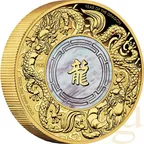 2 Unzen Goldmünze Australien Mother of Pearl Double Dragon 2024 - polierte Platte