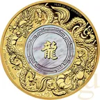 2 Unzen Goldmünze Australien Mother of Pearl Double Dragon 2024 - polierte Platte