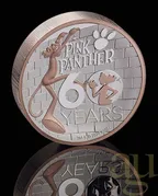 5 Unzen Silbermünze Tuvalu - 60 Jahre The Pink Panther 2024 - High Relief - teilvergoldet