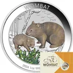 1 Unze Silbermünze Australien Wombat 2024 coloriert - Coincard