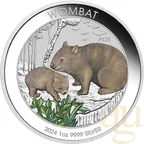 1 Unze Silbermünze Australien Wombat 2024 coloriert - Coincard