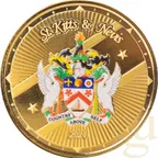 1 Unze Goldmünze EC8 St. Kitts & Nevis - Coat of Arms 2024 - coloriert