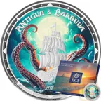 1 Unze Silbermünze EC8 Antigua & Barbuda - Rum Runner and Kraken 2024 - coloriert