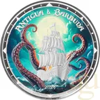 1 Unze Silbermünze EC8 Antigua & Barbuda - Rum Runner and Kraken 2024 - coloriert