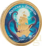 1 Unze Goldmünze EC8 Antigua & Barbuda - Rum Runner and Kraken 2024 - coloriert