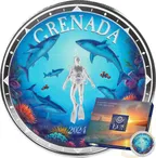 1 Unze Silbermünze EC8 Grenada - Shark Diver 2024 - coloriert
