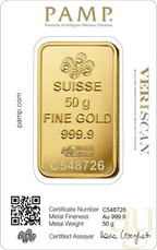50 Gramm Goldbarren PAMP Fortuna