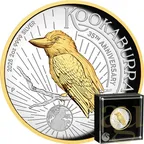 2 Unzen Silbermünze Australien Kookaburra 2025 teilvergoldet - polierte Platte - High Relief