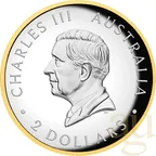 2 Unzen Silbermünze Australien Kookaburra 2025 teilvergoldet - polierte Platte - High Relief