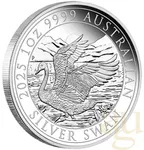 1 Unze Silbermünze Australien Schwan 2025 - polierte Platte