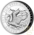 5 Unzen Silbermünze Australien Schwan 2025 - High Relief - polierte Platte