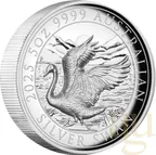 5 Unzen Silbermünze Australien Schwan 2025 - High Relief - polierte Platte