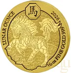 1/12 Unze Goldmünze Ruanda Lunar Pferd 2026