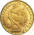 10 Francs Goldmünze Frankreich Marianne - Hahn
