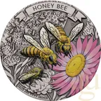 2 Unzen Silbermünze Australien Honey Bee 2025 Antik Finish - coloriert
