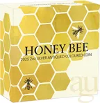 2 Unzen Silbermünze Australien Honey Bee 2025 Antik Finish - coloriert