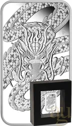 1 Unze Silbermünze Perth Mint Rectangular Dragon 2025 - polierte Platte
