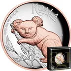 5 Unzen Silbermünze Australien Koala 2025 - High Relief - polierte Platte - rosè vergoldet