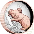 5 Unzen Silbermünze Australien Koala 2025 - High Relief - polierte Platte - rosè vergoldet