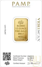 1/2 Unze Goldbarren PAMP Fortuna