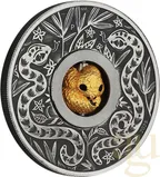 1 Unze Silbermünze Tuvalu Rotating Charm Schlange 2025 - Antik Finish