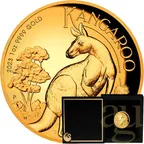 1 Unze Goldmünze Australien Känguru 2023 - High Relief - polierte Platte