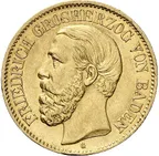 10 Mark Goldmünze Friedrich Grossherzog von Baden J183 (1872-1873)