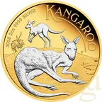 2 Unzen Silbermünze Australien Känguru 2025 teilvergoldet