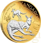 2 Unzen Silbermünze Australien Känguru 2025 teilvergoldet