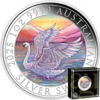 1 Unze Silbermünze Australien Schwan 2025 - coloriert