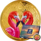 1 Unze Goldmünze EC8 St. Lucia - Flamingos 2024 - coloriert