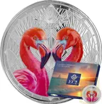 1 Unze Silbermünze EC8 St.Lucia - Flamingos 2024 - coloriert