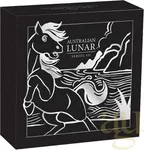 2 Unzen Silbermünze Australien Lunar III Pferd 2026 - Antik Finish