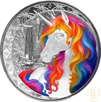 1 Unze Silbermünze Fiji Unicorn Blossom 2025 - coloriert