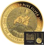 1 Unze Silbermünze Australien Nugget 40 Jahre 2026 ANDA Special teilvergoldet - Coincard