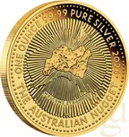 1 Unze Silbermünze Australien Nugget 40 Jahre 2026 ANDA Special teilvergoldet - Coincard